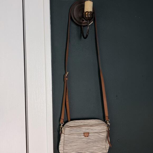 Vintage Fossil Striped Black & White Crossbody Bag - Picture 5 of 8